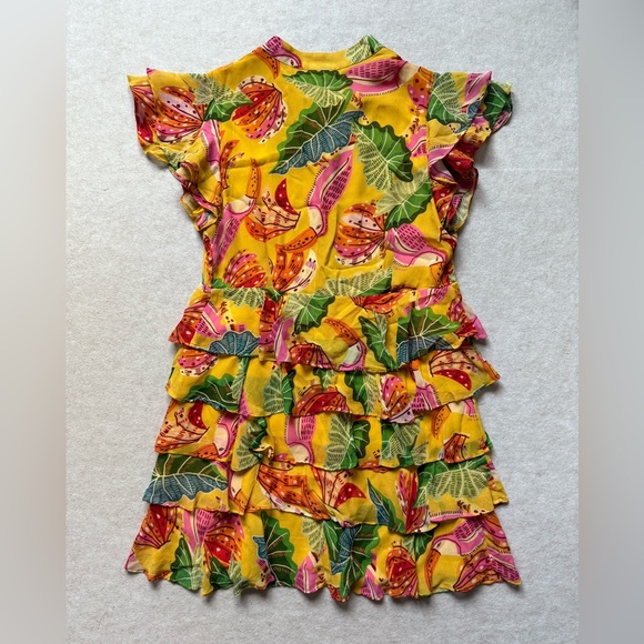 FARM Rio Yellow Ruffle Mini Dress Size XS - Picture 9 of 12